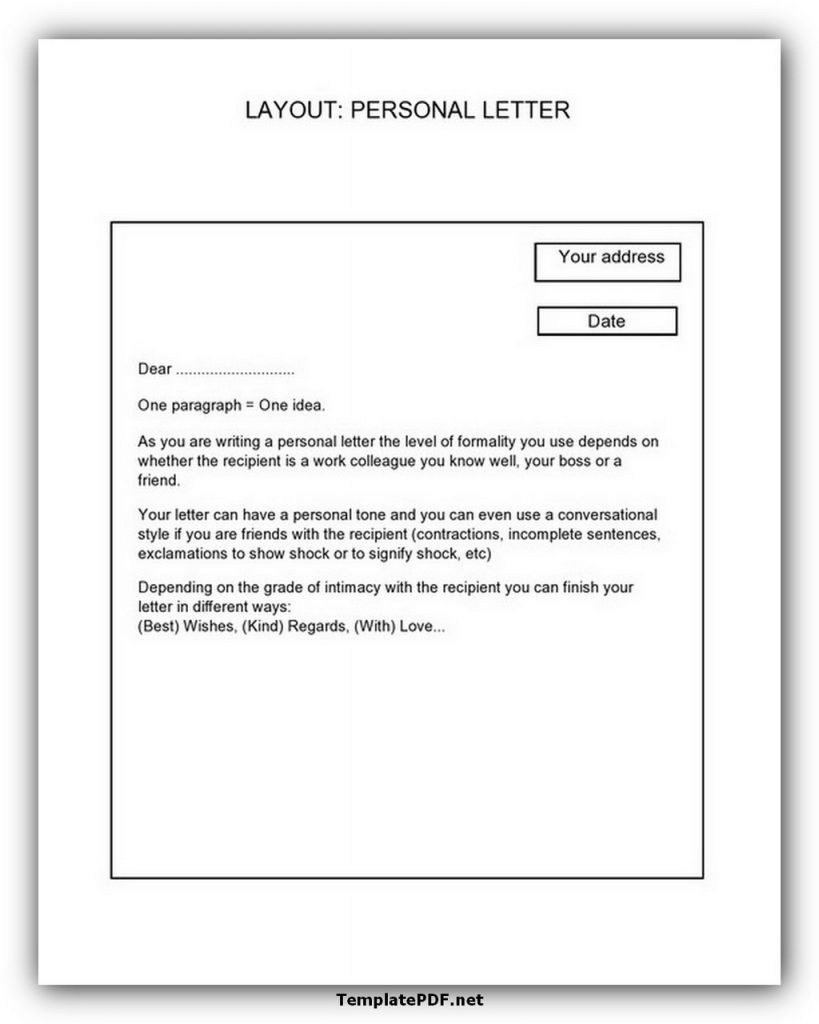 Layout Personal Letter Template Layout Personal Letter Template