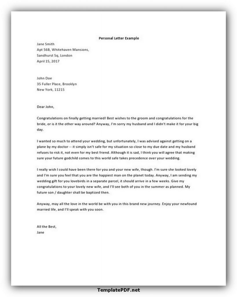 Personal Letter Example Template Personal Letter Example Template