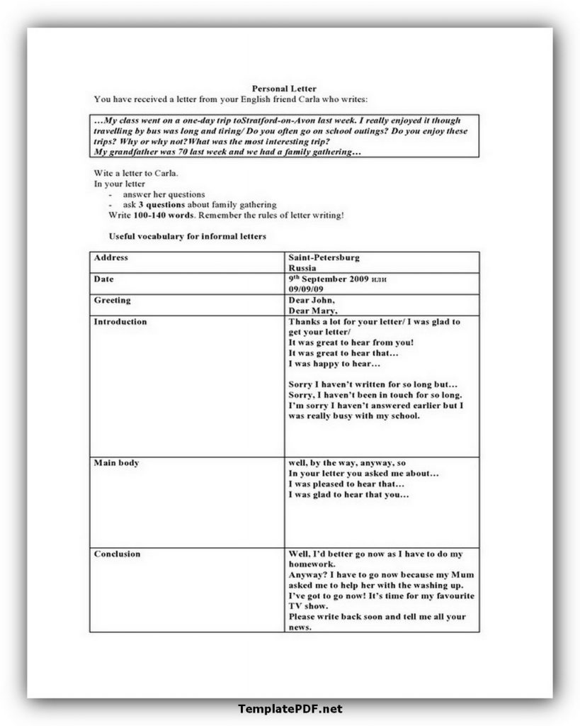 Personal Letter Template Word Personal Letter Template Word