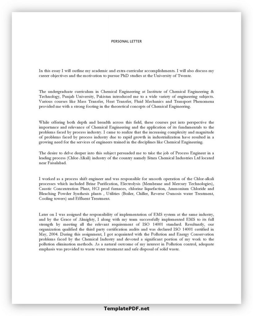personal letter template personal letter template